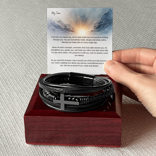 Men's Cross Leather Bracelet