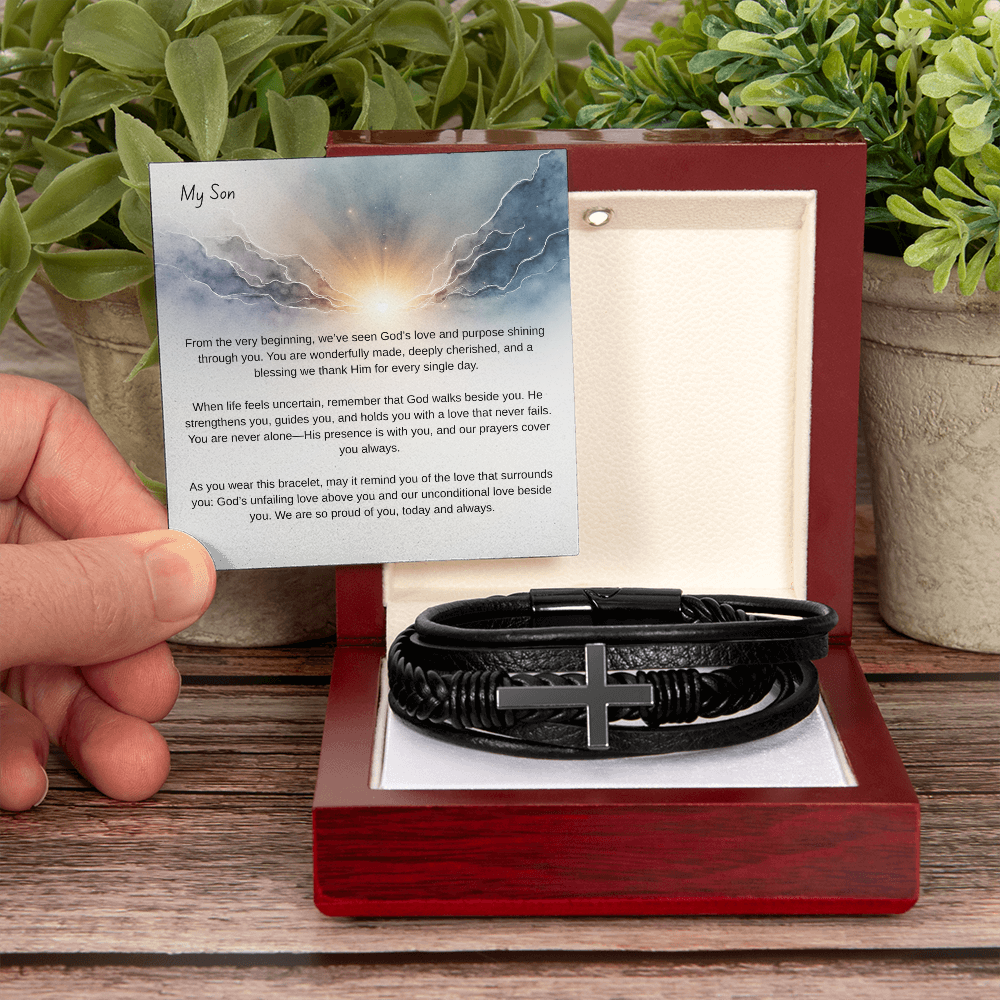 Men's Cross Leather Bracelet