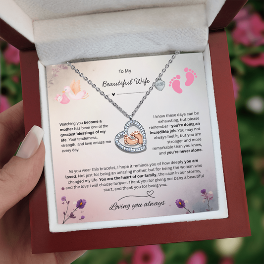 Baby Feet Heart Necklace for Mom