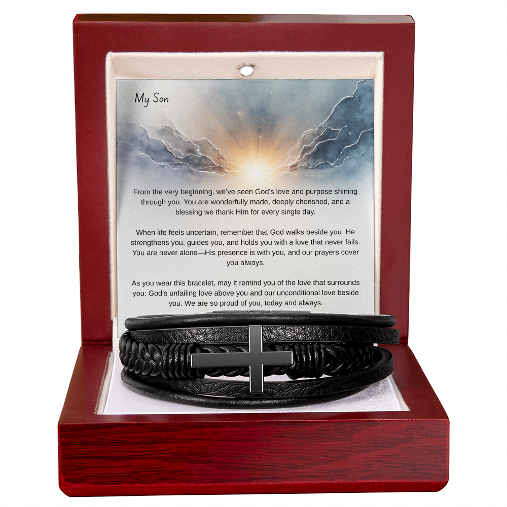 Men's Cross Leather Bracelet