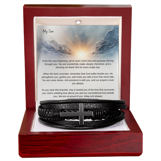 Men's Cross Leather Bracelet